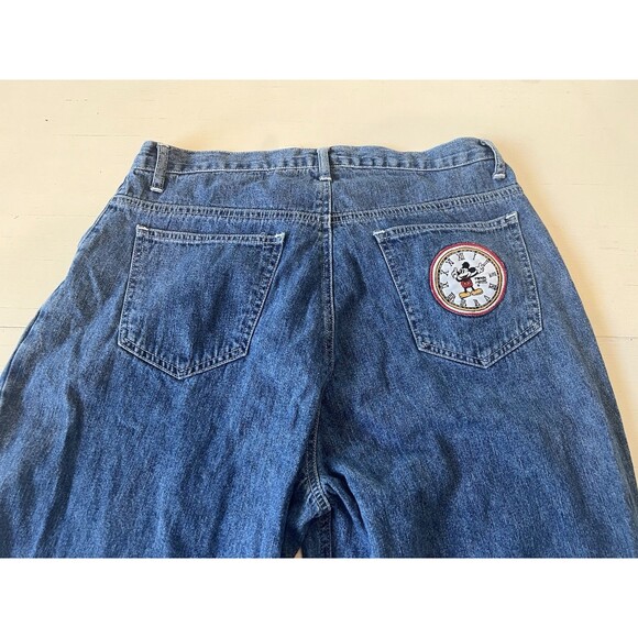 Vtg Mickey & Co Womans Embroidered Blue Denim Jeans 90s High Rise Straight - Picture 4 of 5